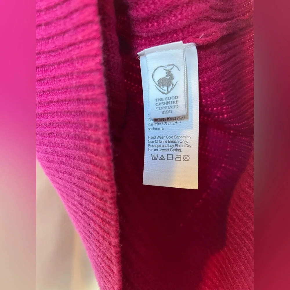J.Crew 100% Cashmere Puff‎ Sleeve Mockneck Sweater Fuchsia Pink Size S